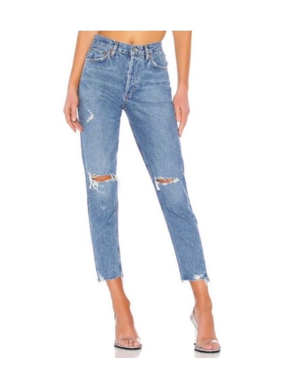 AGOLDE Jamie Distressed Light Blue High-Rise Jeans
